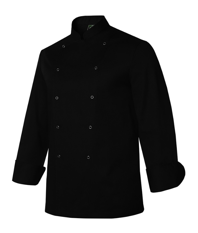 CHAQUETA COCINA NEGRA M/L CORCHETES (633)