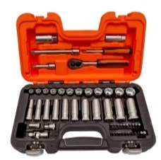 JUEGO LLAVES VASO 1/4-3/8" -6/12 CANTOS 10-22mm PZAS CAJA PLAST.