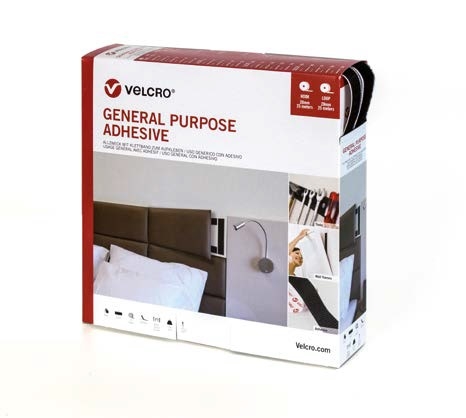 VELCRO® USO GENERAL ADHESIVO 20mm X 25mt - NEGRO