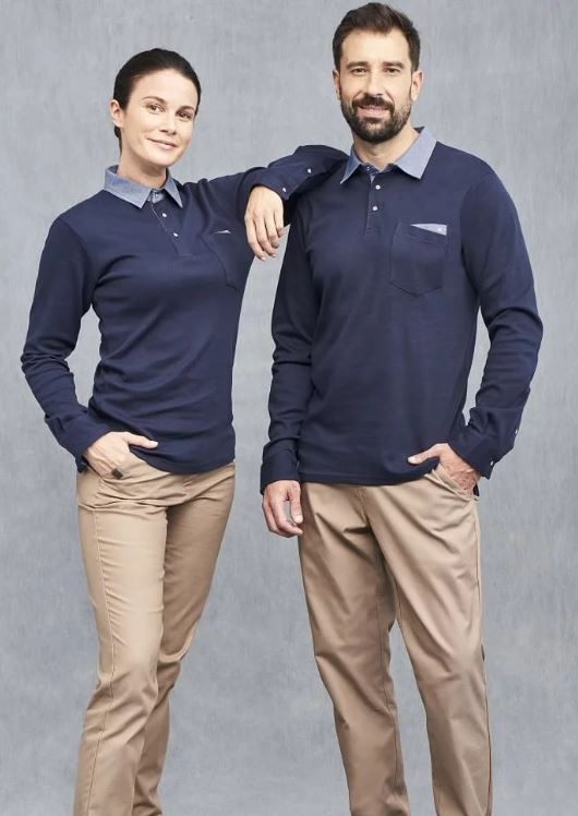 POLO ALG.250g MARINO/DENIM M/L T-S(4825)