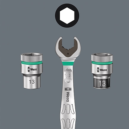 8100 SA HF ESTUCHE 13 PZAS C/CARRACA ZYKLOP METAL DE 1/4"