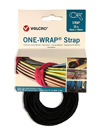 VELCRO® ONE-WRAP ROLLO 25 BRIDAS 20X200mm - NEGRO