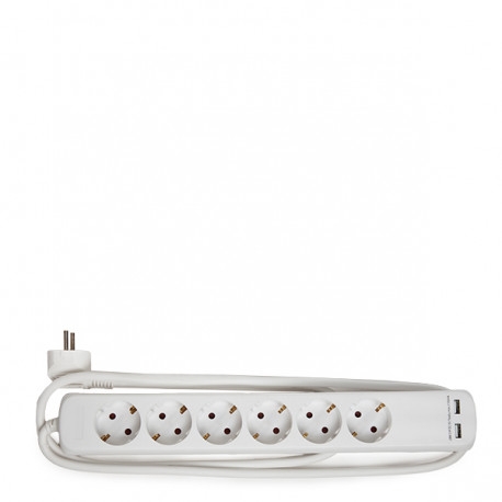 BASE MULTIENCHUFE 6 TOMAS 1.5 METROS + 2 USB + INTERRUPTOR (3X1.5mm²)