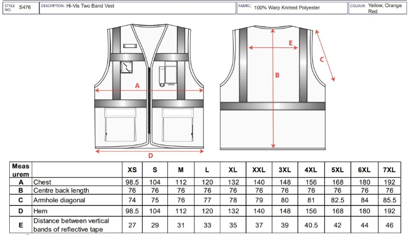 CHALECO AV AMARILLO CREMALLERA T-XL(S476)