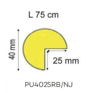 PROTECTOR ESPUMA ANGULO 90º REDOND 750X40mm AMARILLO/NEGR PU4025NJ