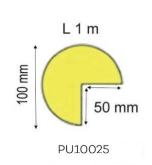 PROTECTOR ESPUMA ANGULO 90º REDOND 1000X100mm AMARILLO/NEGRO PU10025