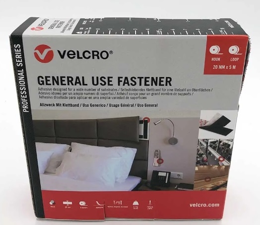 VELCRO® USO GENERAL ADHESIVO 20mm X 5mt - NEGRO