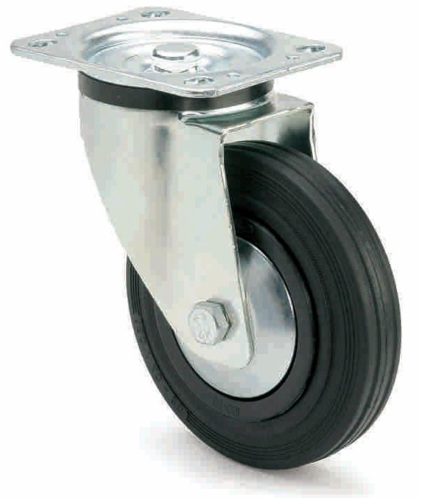 ARSA 55101 RUEDA Ø80x25mm GIRAT PLATINA GOMA NEGRA BUJE LISO