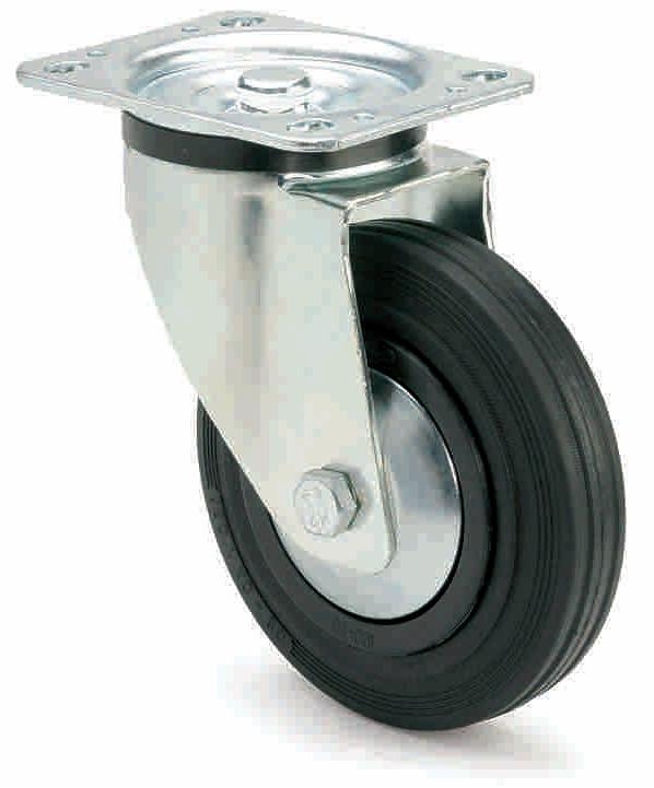 ARSA 66006 RUEDA Ø125x45mm GIRAT PLATINA GOMA NEGRA BUJE LISO
