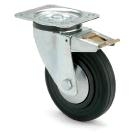 ARSA 55163 RUEDA Ø100x30mm GIRAT PLAT.FRENO GOMA NEGRA B.LISO