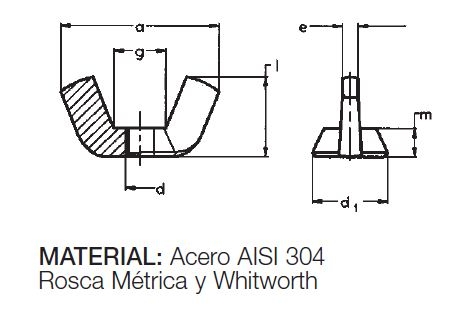 TUERCA MARIPOSA DIN-315 INOX A2-AISI 304 M-8