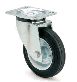 ARSA 55133 RUEDA Ø100x30mm GIRAT PLAT.GOMA NEGRA LL.MET C.R