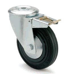 ARSA 55171 RUEDA Ø80x25mm GIRAT PAS.FRENO GOMA NEGRA BUJE LISO