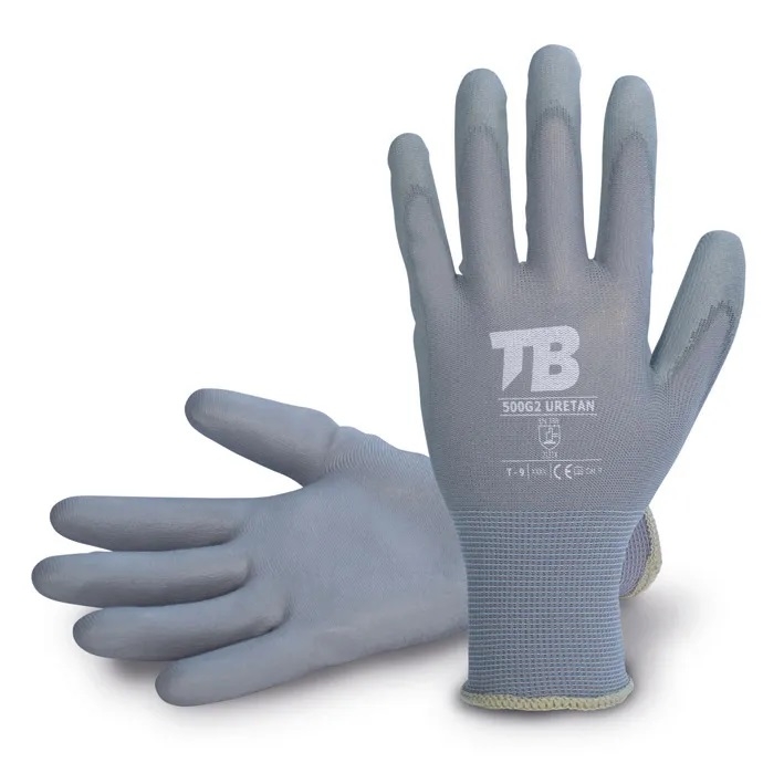 GUANTE  NYLON GRIS REC. POLIURETANO T-9 (500G2 URETAN)