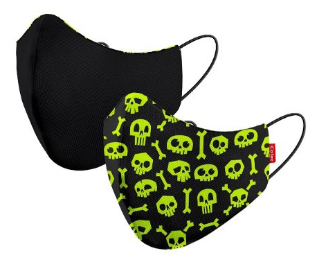 MASCARILLA REUTIL.REVERSIBLE SKULL 01 NEGRO/FLUOR T/M-L