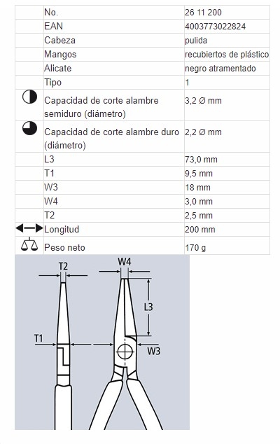 26 11 200 ALICATES MONTAJE BOCA CIGUEÑA 200ml