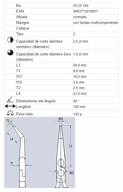 25 25 160 ALICATES MONTAJE PARA RADIO 160mm
