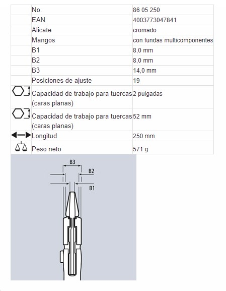 86 05 250 TENAZA LLAVE 250mm
