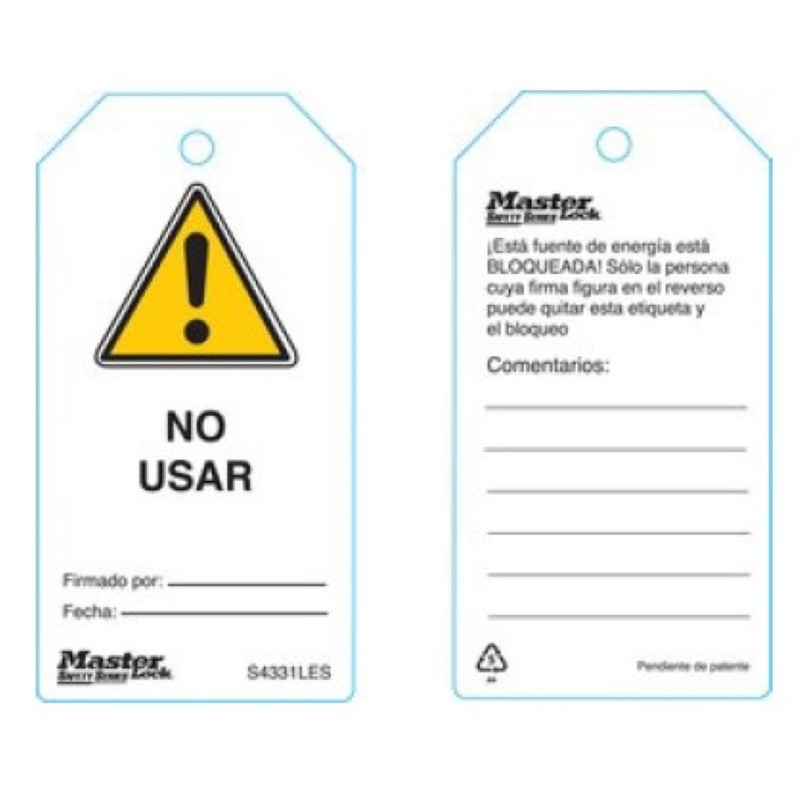 ETIQUETA DE BLOQUEO "NO USAR" (PAQUETE 6
