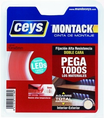 CITA ADHESIVA DOBLE CARA C/MALLA REF. CEYS MONTACK 8mm X 10mt 