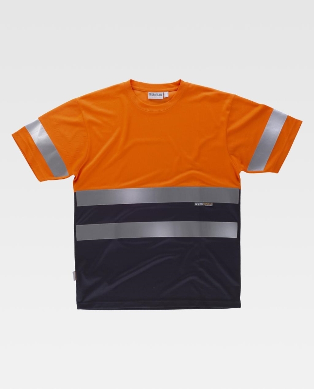 CAMISETA 100%POL.AV NARANJA/MARINO M/C T-S (C3941)