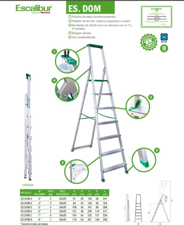 ESCALERA DOMESTICA 3 PELDAÑOSPELDAÑO 80mm ESCALIBUR