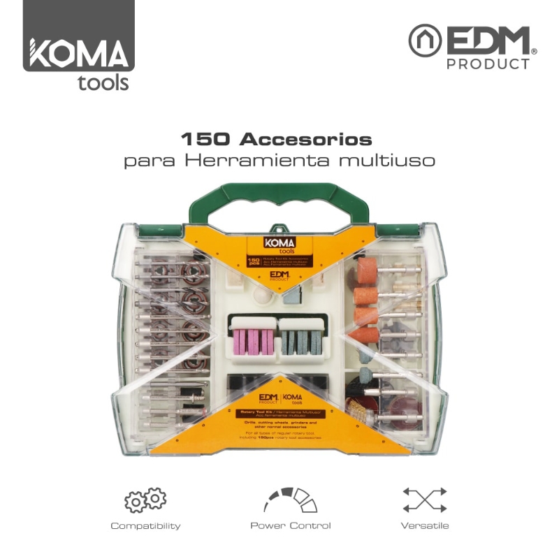 KOMA SET 150 ACCESORIOS PARA MINI HERRAMIENTA MULTIUSOS