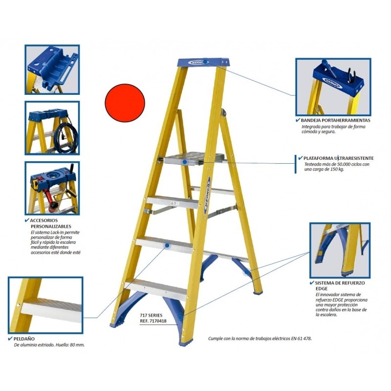 WERNER ESCALERA TIJERA FIBRA & ALUMINIO 