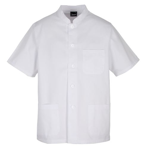 CASACA MANGA CORTA  BLANCA UNISEX CUELLO