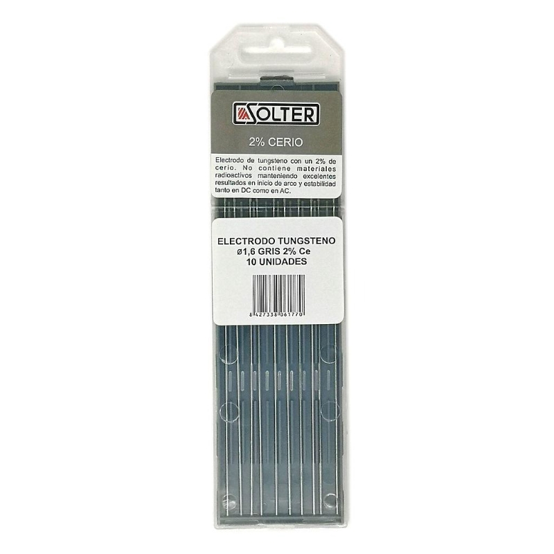 ELECTRODO TUNGSTENO 2% CERIO GRIS Ø1,6mm