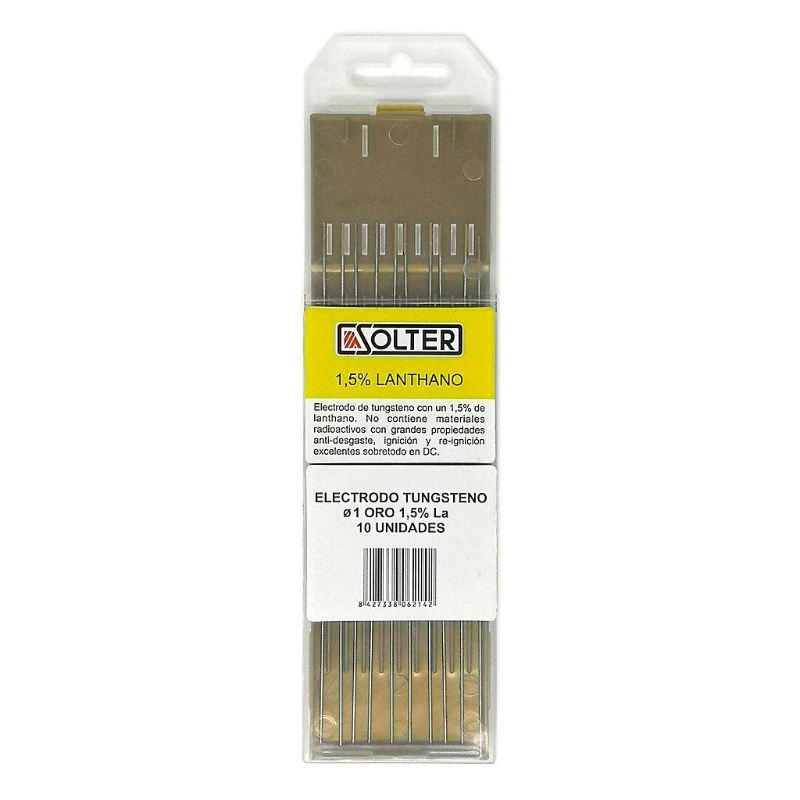 ELECTRODO TUNGSTENO 1.5% LANTANO ORO Ø1m