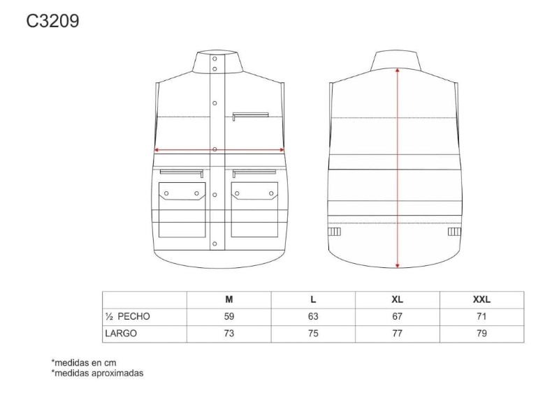 CHALECO AV AMARILLO C/BOLS. T-XL (C3209)