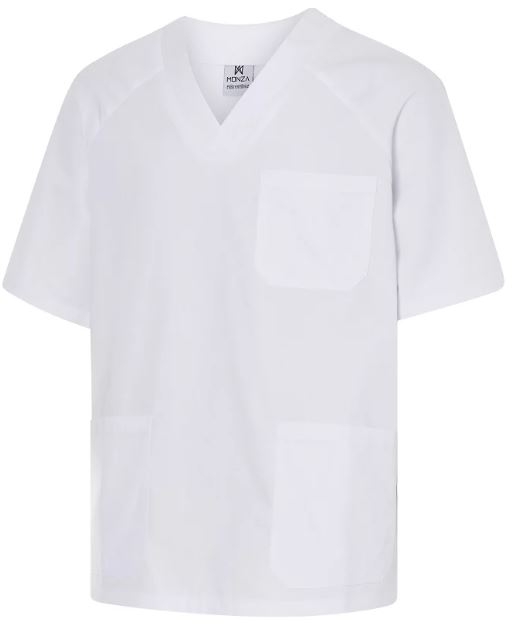 CASACA MANGA CORTA  BLANCA UNISEX CUELLO