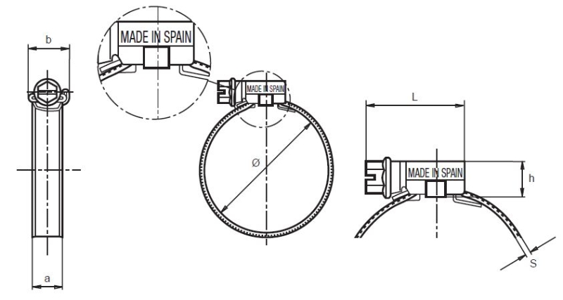 ABRAZADERA SINFIN 9mm DIN-3017L Ø30-45 W