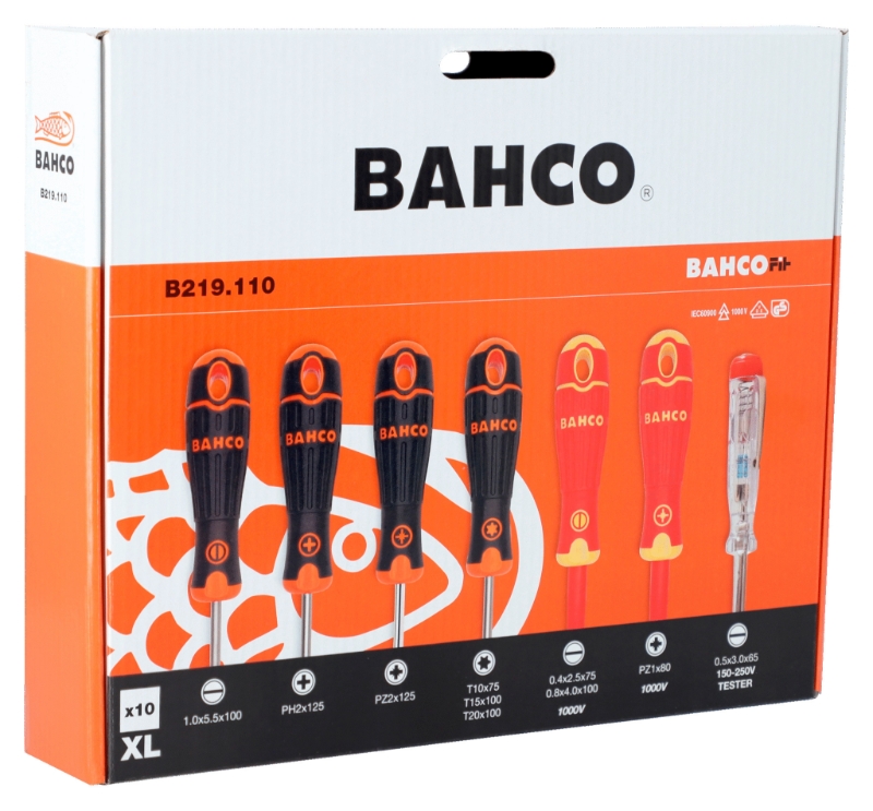 JUEGO DESTORNILLADORES BAHCOFIT 10 PIEZA