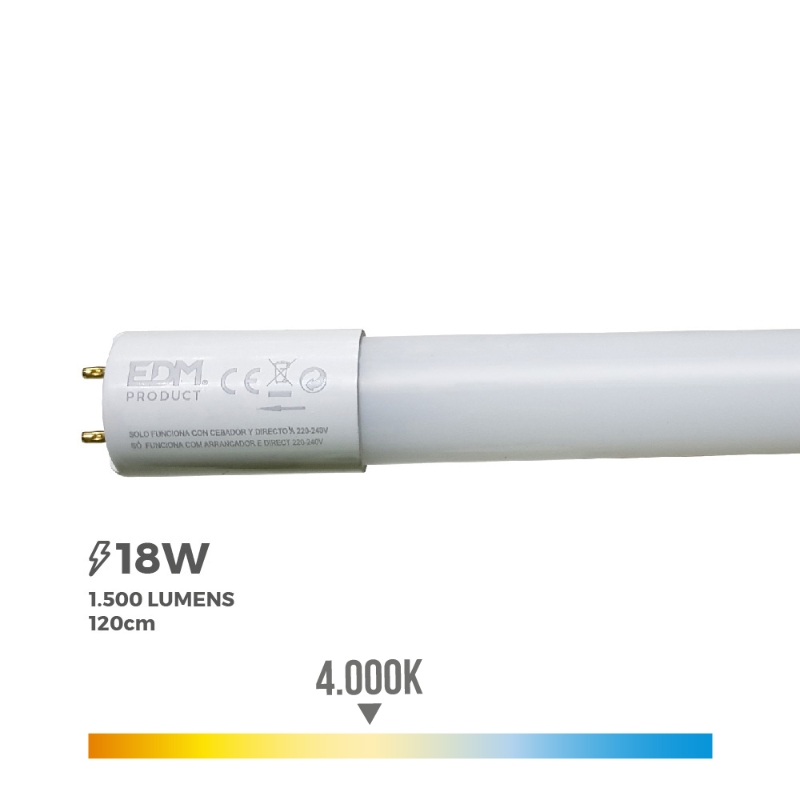 TUBO LED T8 18W 1950lm 4000K LUZ DIA (EQ