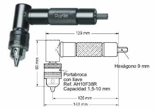CABEZAL ANGULAR 90º PARA C/PORTABROCAS P