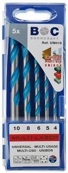 JUEGO DE 5 BROCAS MULTI MATERIAL Ø 4 A 1