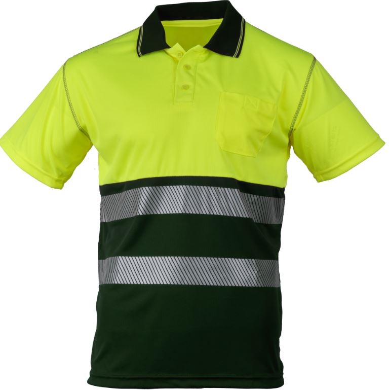 POLO 100%POL AV AMA/VERDE OSCURO M/C T-L