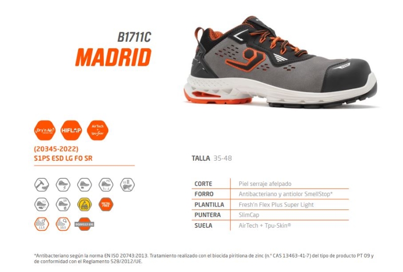 B1711 ZAPATO MADRID S1PS ESD Nº48