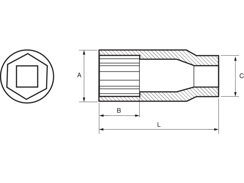 VASO 1/4" HEXAGONAL 1/4", SERIE LARGA (1