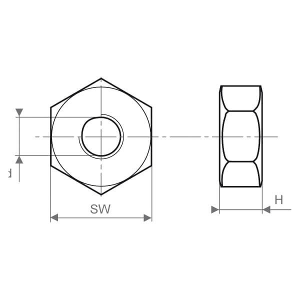 +529803000 TUERCA HEXAGONAL DIN-555/934 