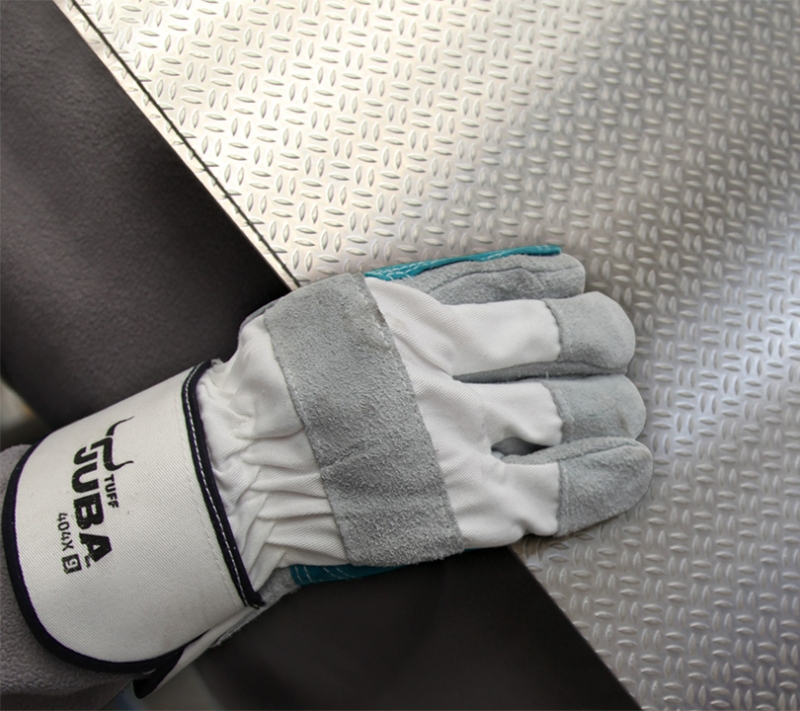 GUANTE SERRAJE VACUNO GRIS/VERDE REFORZA