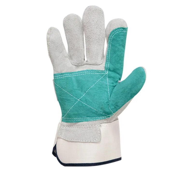 GUANTE SERRAJE VACUNO GRIS/VERDE REFORZA