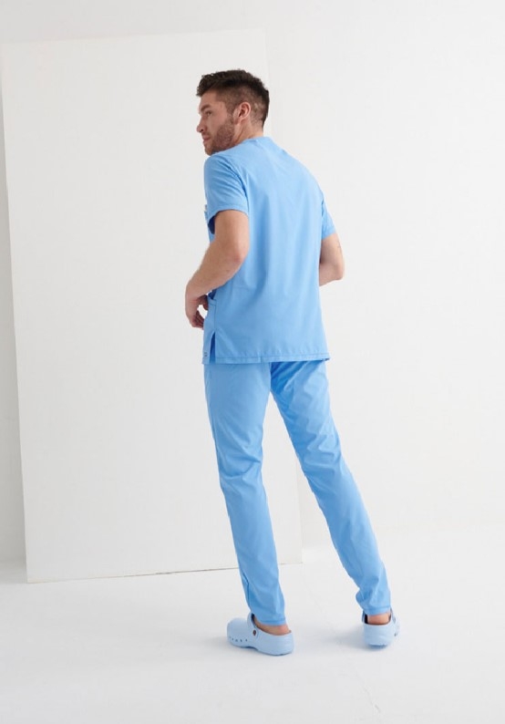 CASACA M/C SANITARIA CUELLO V  AZUL CIEL