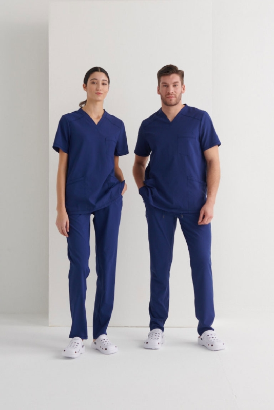 CASACA M/C SANITARIA CUELLO V  AZUL MARI