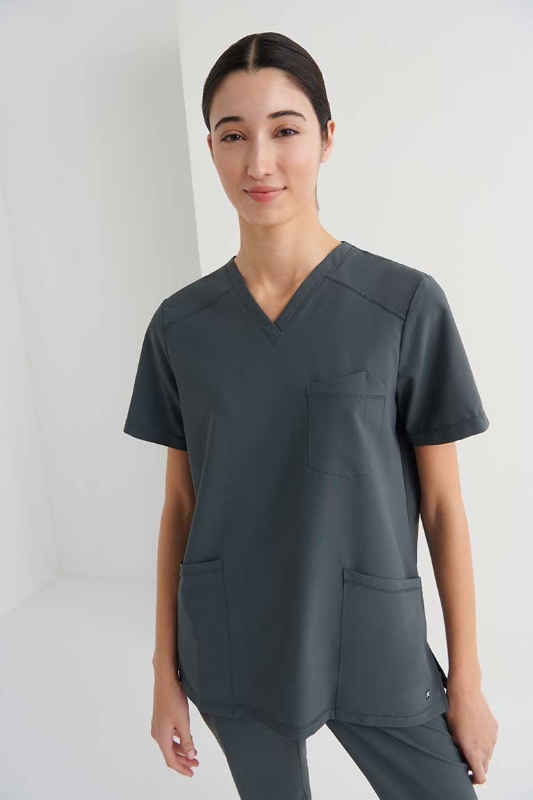 CASACA M/C SANITARIA CUELLO V  GRIS, XS 