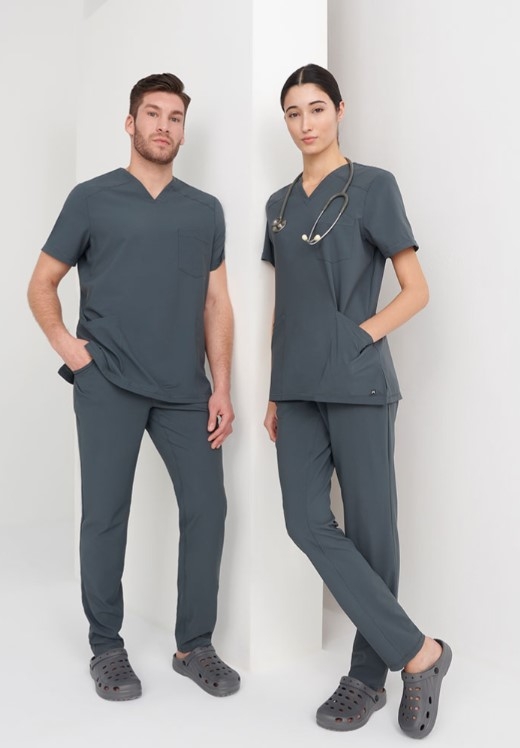 CASACA M/C SANITARIA CUELLO V  GRIS, XS 
