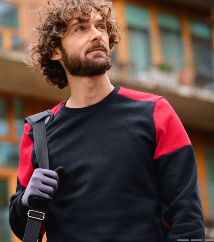 SUDADERA 50%ALG 50%POL C/RED NEGRO/ROJO 