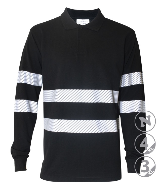 POLO M/L ALGODON NEGRO REFLEX T-3XL (180